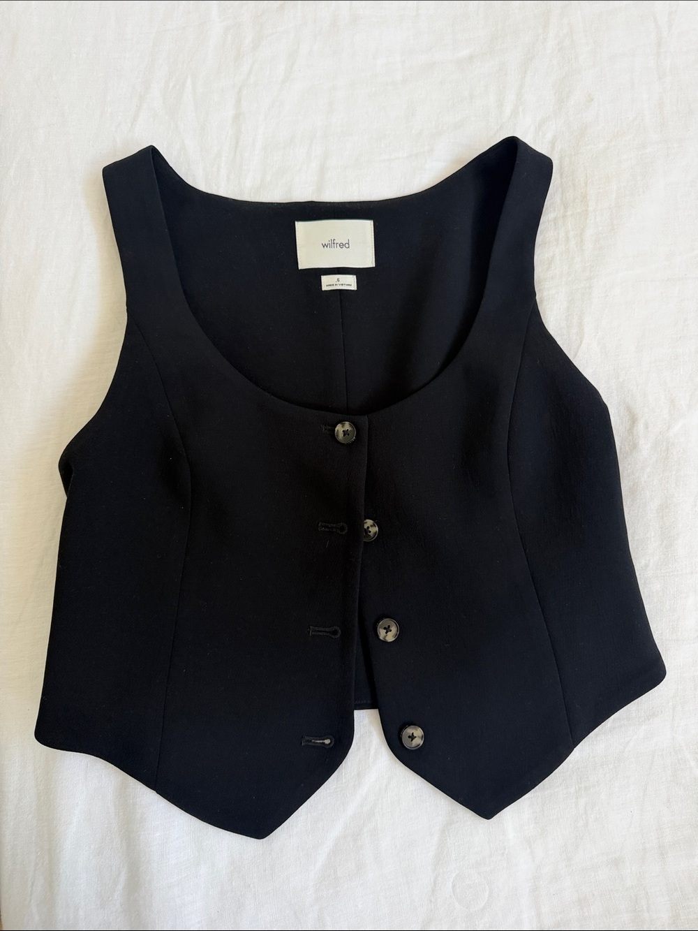 Wilfred Black Crop Vest with Button Front